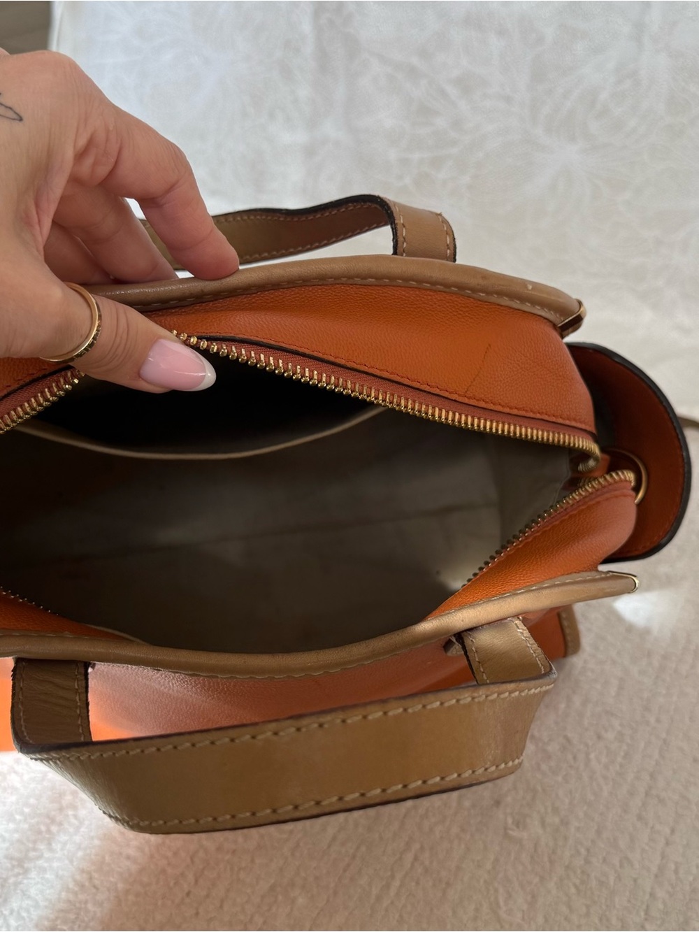 Chloe Orange & Tan Leather Satchel with Gold Hardware - Picture 13 of 13